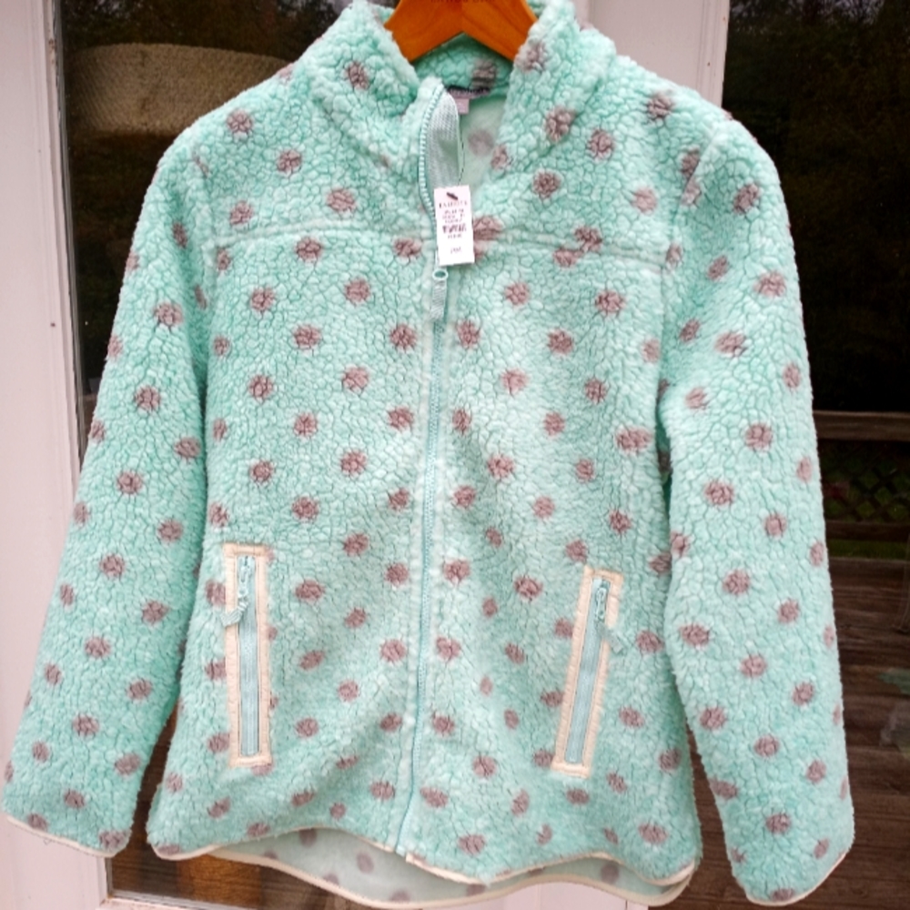 Brand New Talbots Sherpa Fairytale Green Polka Dot Jacket PM